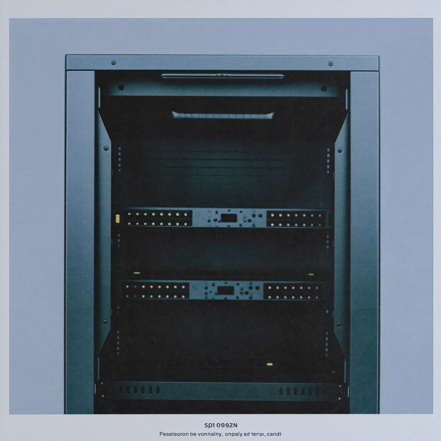 An idle GPU server rack with its lights off, cold grey tones